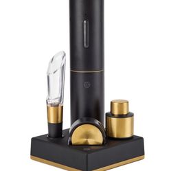Rabbit Electric Wine Aerator & Corkscrew 5 Piece Set Black & Gold New In Box