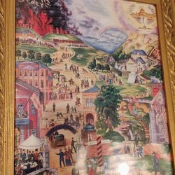 frame print, "The broad and Narrow way" religions ellegory, circa 1883