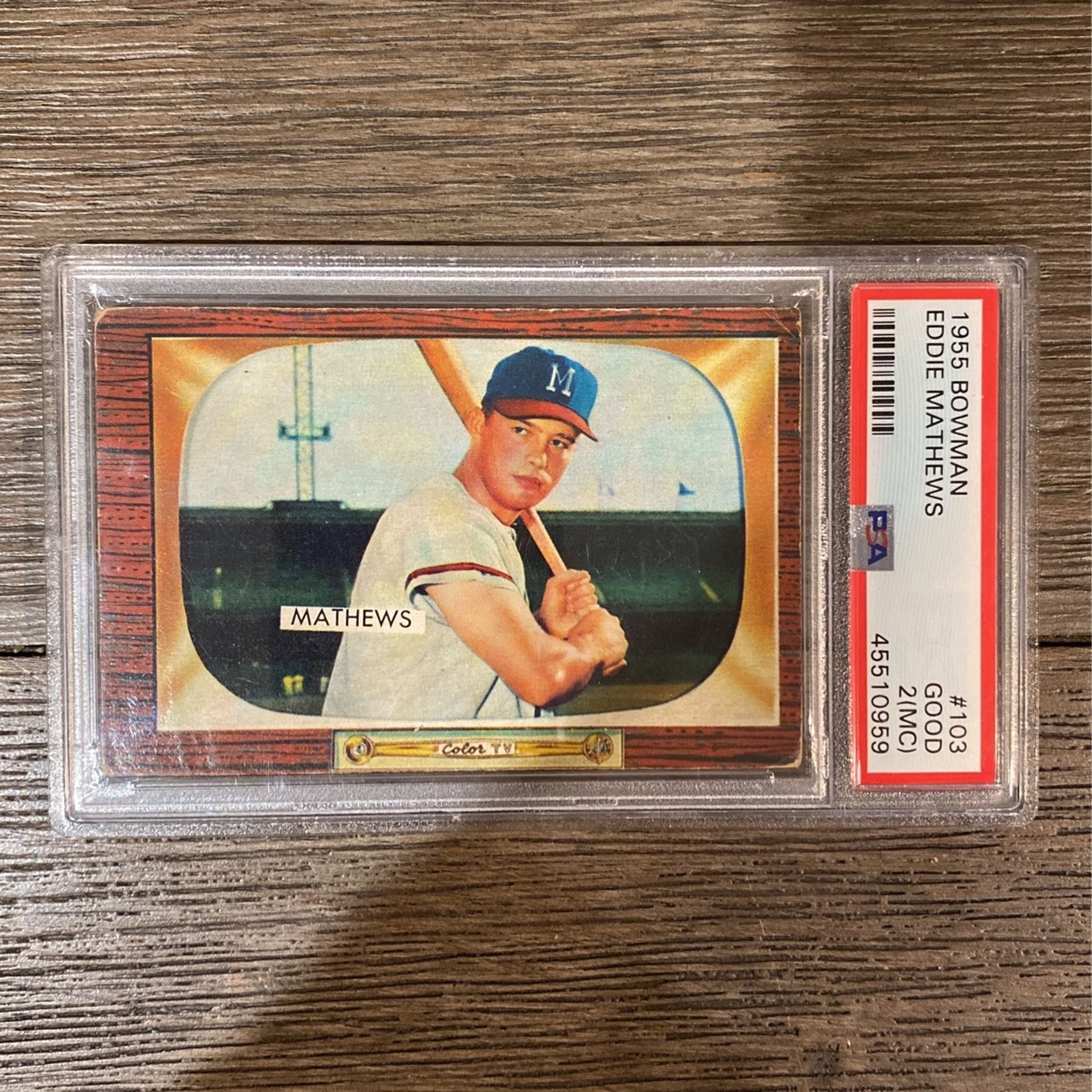 1955 Bowman Eddie Mathews PSA 2