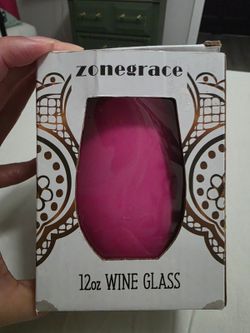 Zonegrace 12 oz Insulated Stemless Wine Glass Pink Stainless Steel New in Box