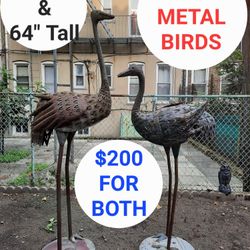 HUGE METAL SCULPTURES (Almost 7 Feet Tall!) $200 For Both. Can Be Spray Painted To Look Brand New!