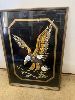 Vintage 70s Eagle 3D embossed wall art