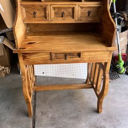 Solid Pine Mexican Rustic Writing Desk (Harp Legs)