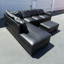 Black Sectional Couch With Storage Ottoman