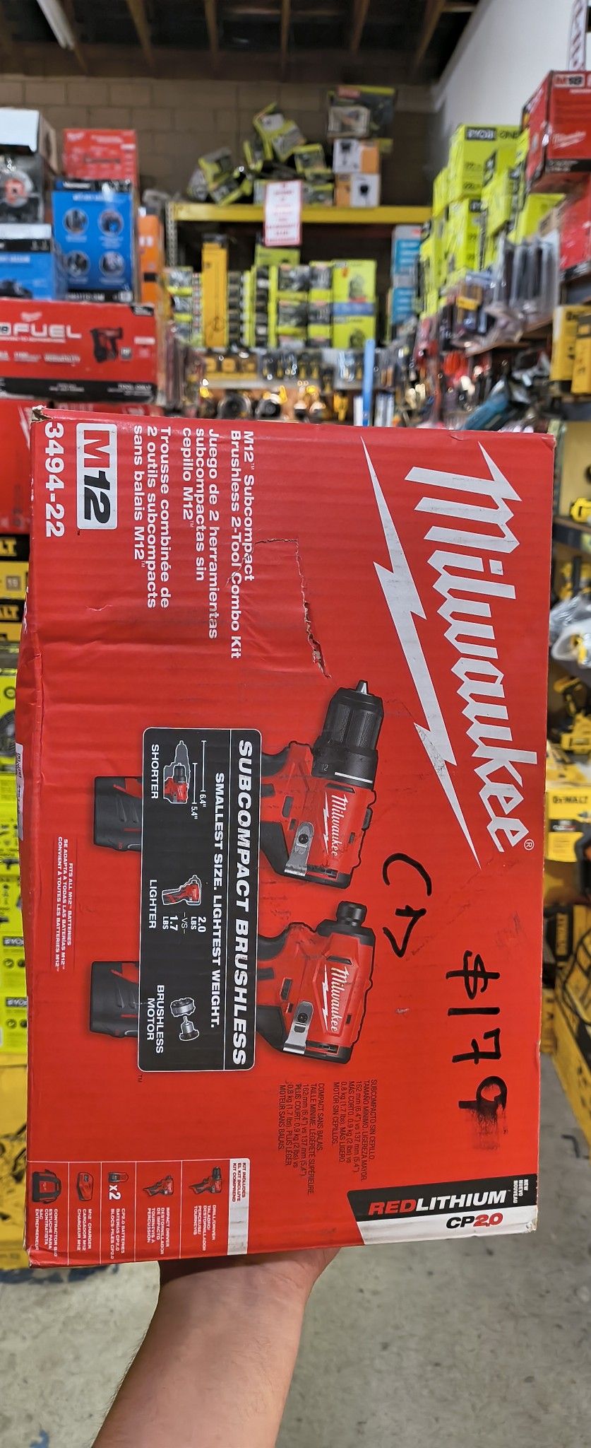 Milwaukee M12 Cordless Drill & Impact Driver Brushless Set $179