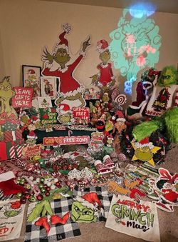Christmas decoration and Grinch costume