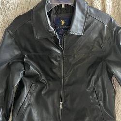 U.S Polo Assn Leather Black Jacket Size S 