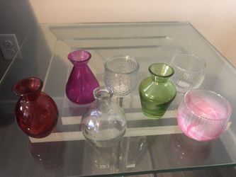 small vases and candle holders, all for $ 5