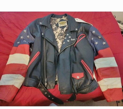 Leather jacket USA with metal stars