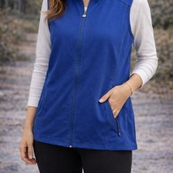 T by Talbots Blue Zip Front Vest Women’s Large