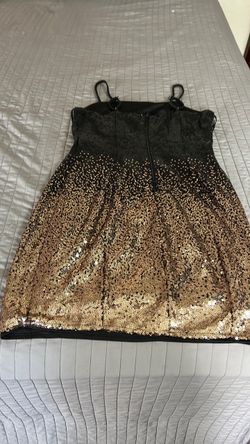Black and Gold Sequin Mini Dress