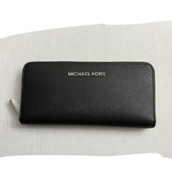 Michael Kors 'Jet Set' Zip Around Continental Wallet Black/Gold