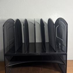 Black Metal Mesh File Rack Tray Desk Organizer Office Storage Holder