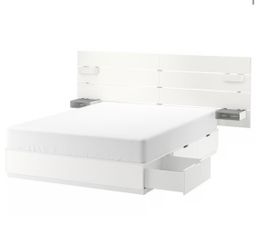 IKEA NORDLI bed with headboard and storage - white - Queen