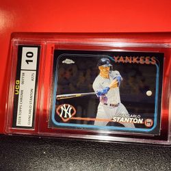 2024 Topps Chrome Logofractor Giancarlo Stanton Yankees Card #275 UCG GEM MINT 10