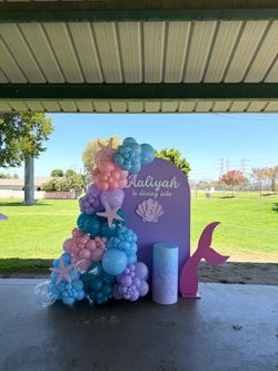 Mermaid Birthday Party Backdrop Balloon Garland Set