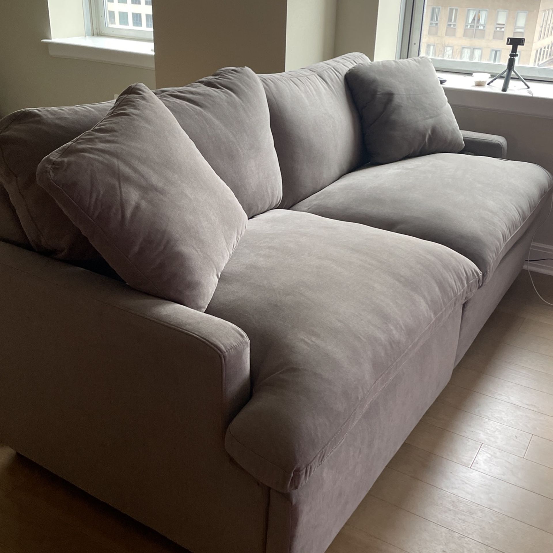 Modular Plush Couch W/ USB Port And Recliner 