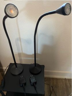 2 black flexible neck lamps for nightstand or desk