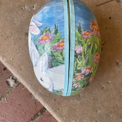 Vintage See’s Candies Easter Bunny Fliwer Egg container