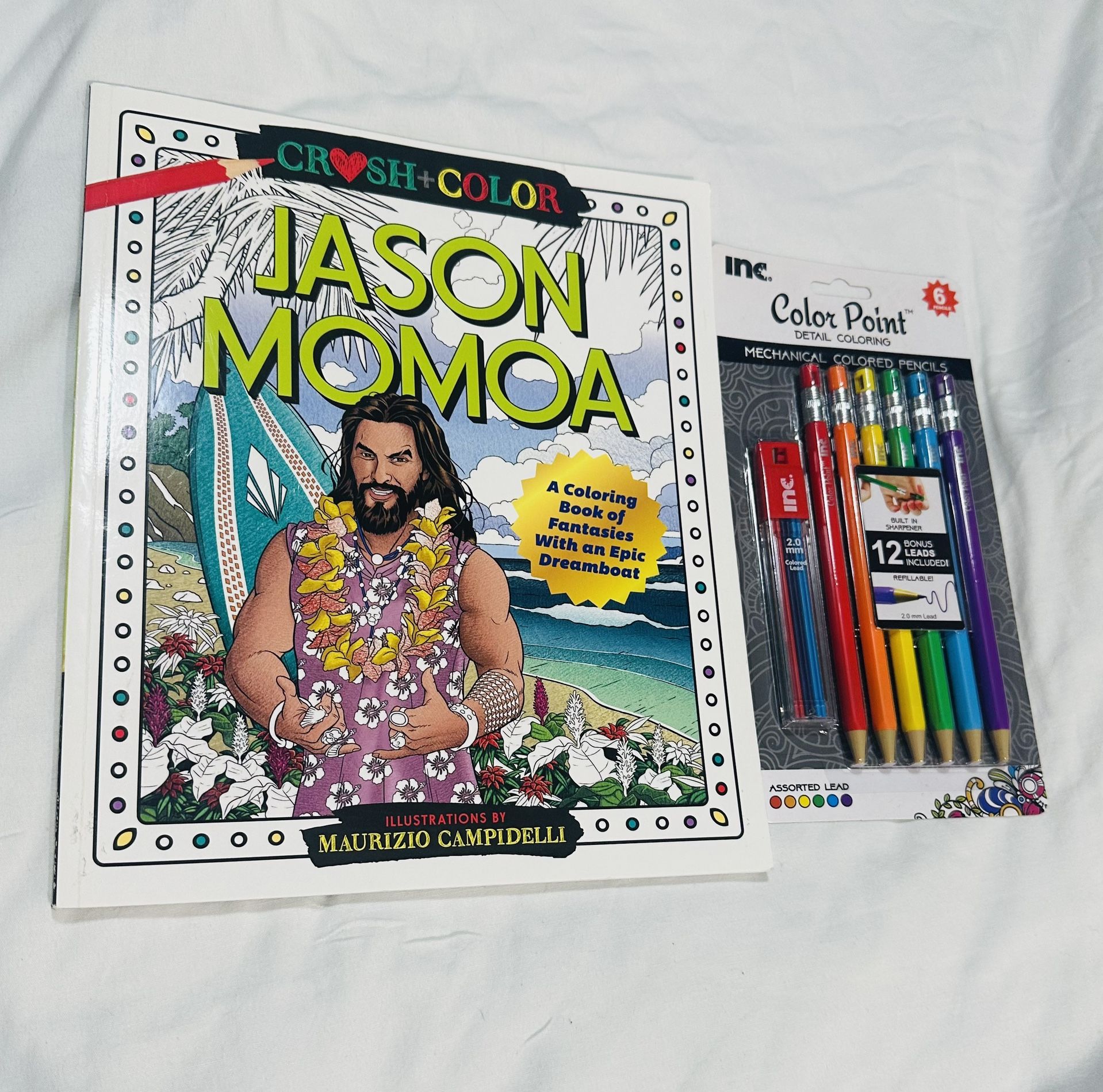 NEW! Jason Momoa Coloring Book & Mechanical Colored Pencil Gift Set