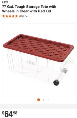77 Gallon HDX Storage Totes w/ Wheels, NEW