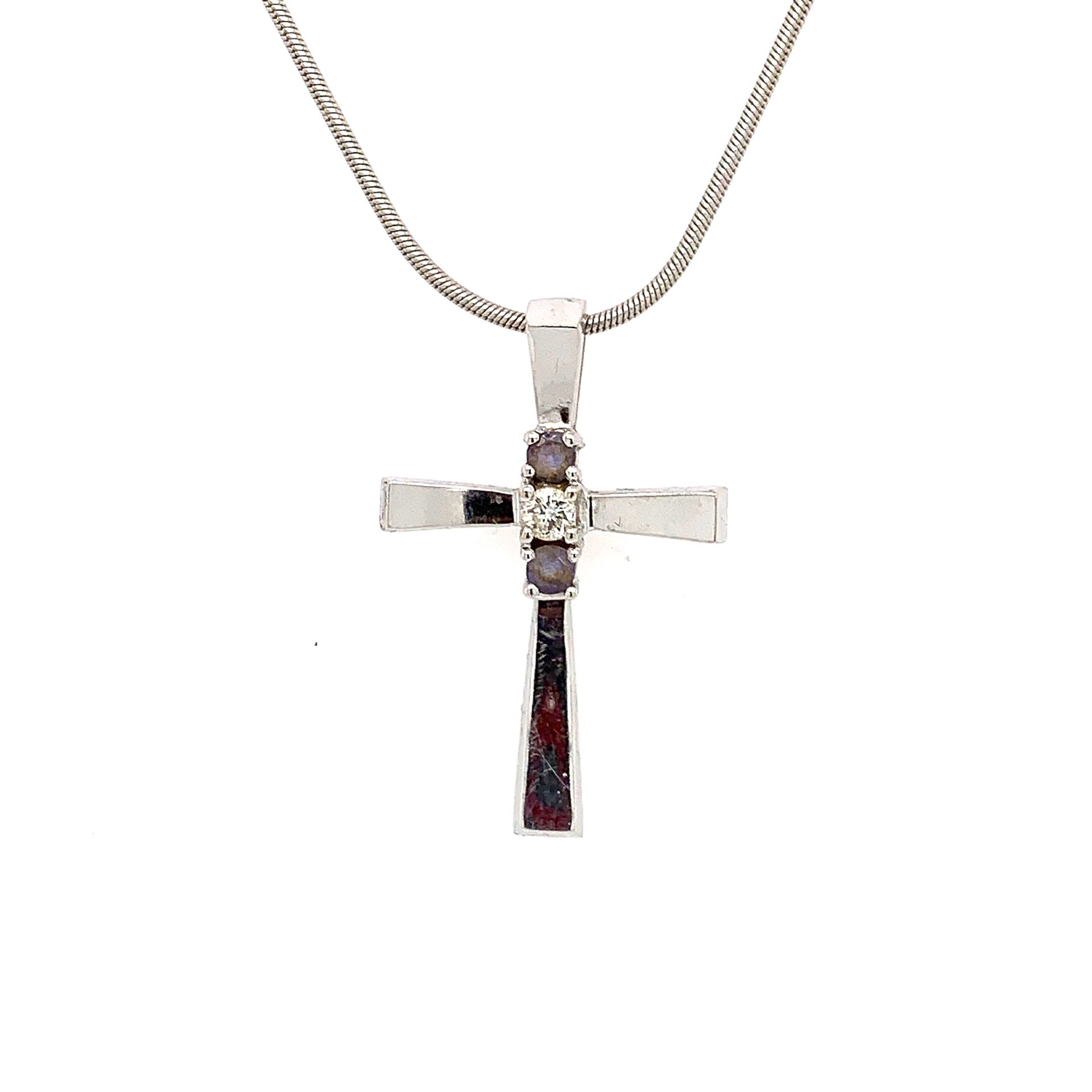 14k Diamond/Tanzanite Cross Necklace