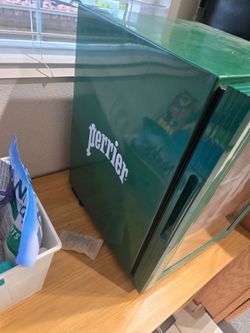 perrier green mini refrigerator