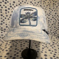 Camo Blue White Dragonfly Trucker Cap