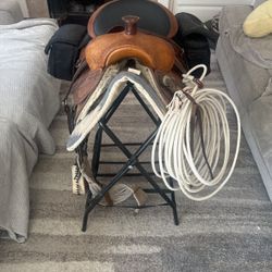 Horse Saddle, Saddle Stand And Saddle Bags 