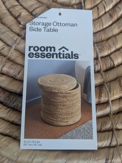 Woven wicker ottoman