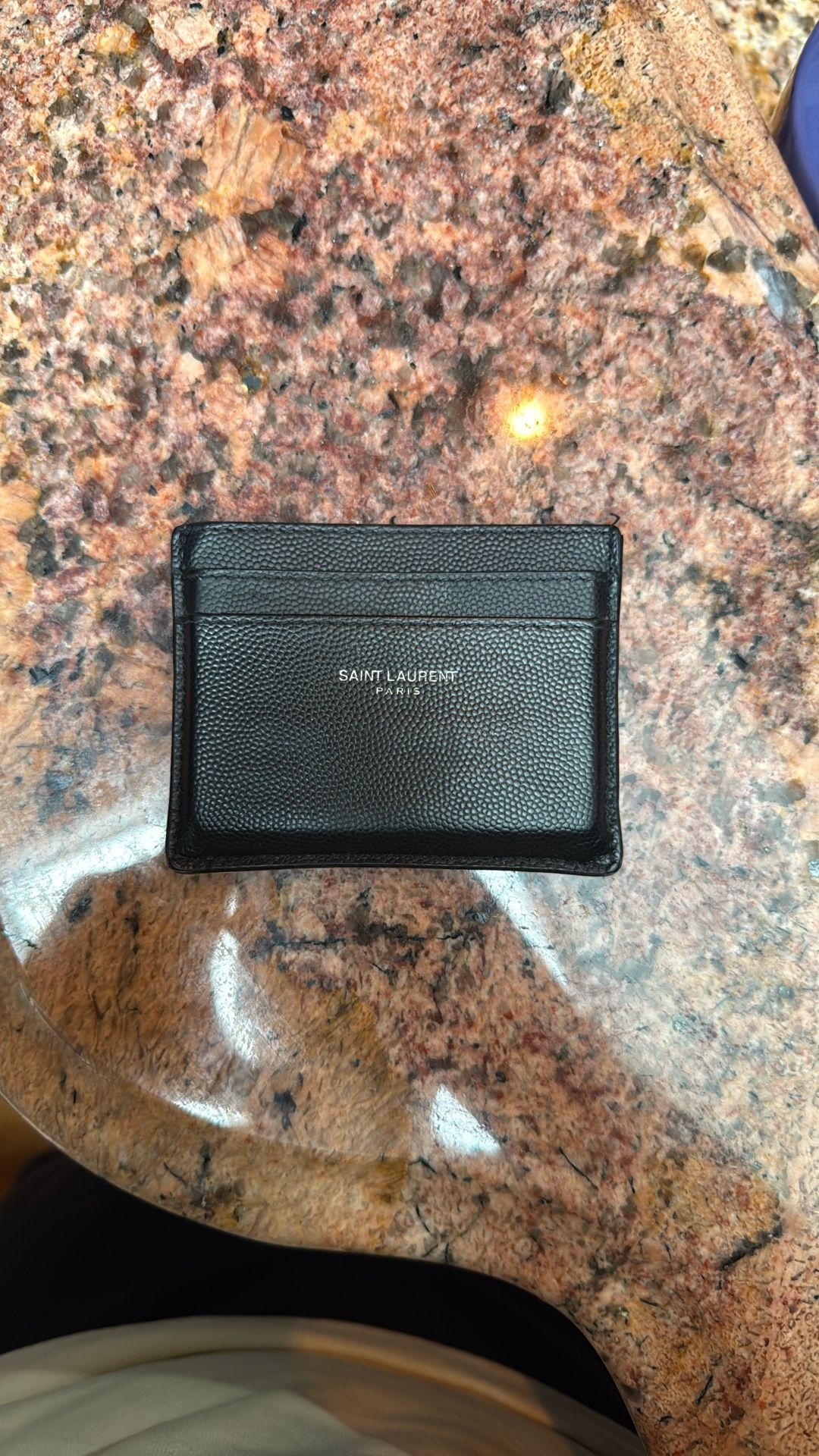 SAINT LAURENT LEATHER GRAIN CARDHOLDER WALLET