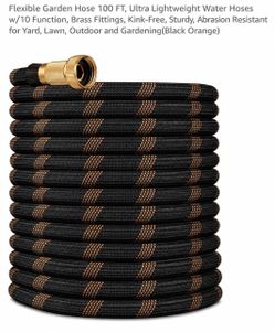 Flexible Garden Hose 100 FT with Brass Fittings