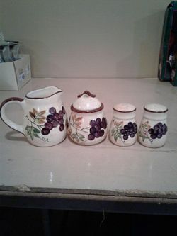 Glass Sugar, Creamer, Salt, Pepper Set