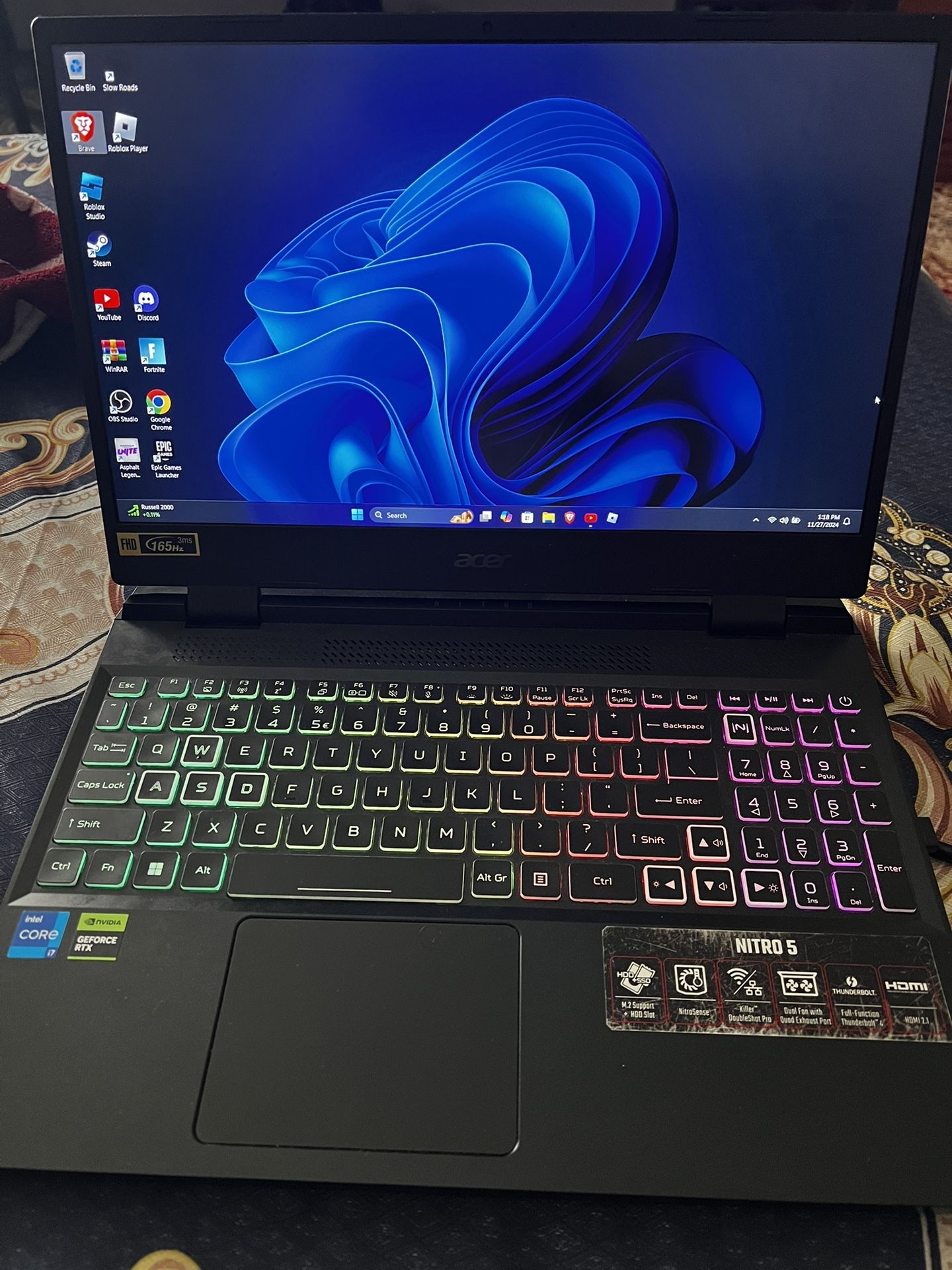Acer Nitro 5 15.6" Gaming Laptop 165Hz i7-12650H 16GB RAM 512GB SSD RTX 4060