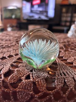 Art Glass Paperweight with Floral Design