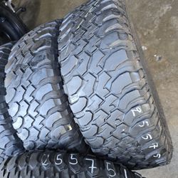 4 used tires Lt255 75r17 Bfgoodrich Km $270.00