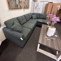 Ash Black 2-pc Sectional Sofa Brand New