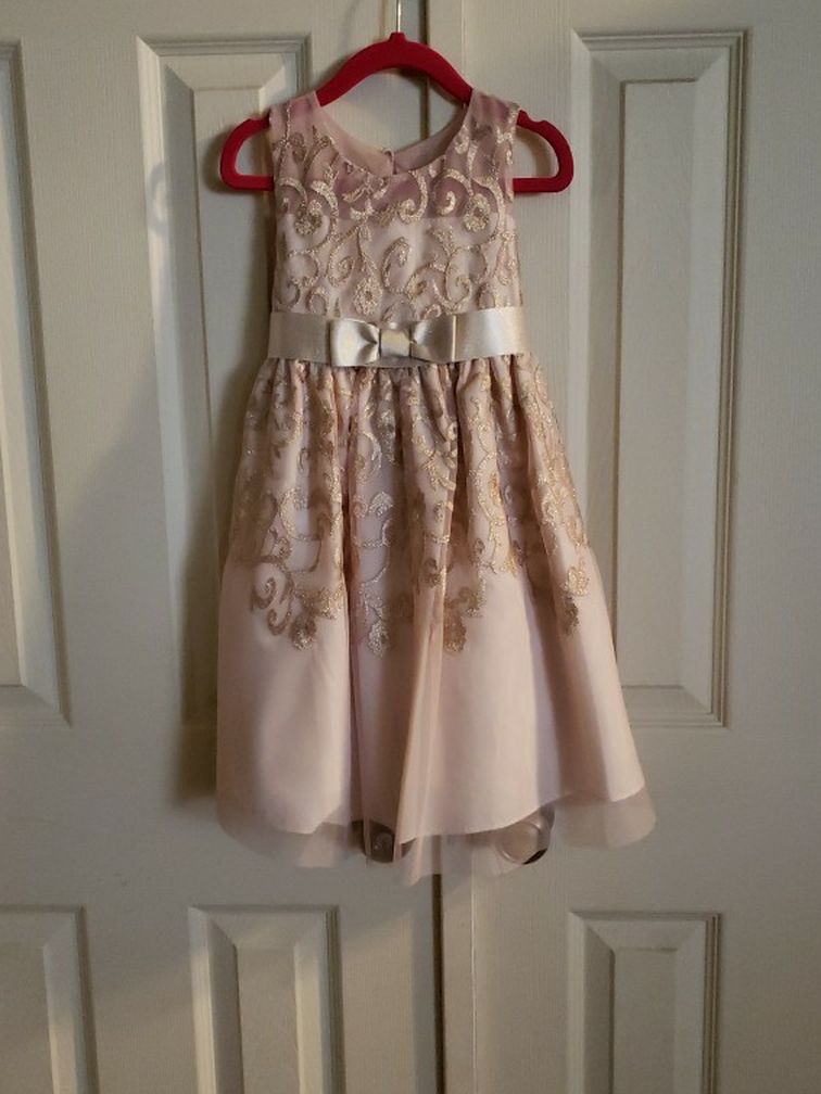 Girls BEIGE/ GOLD Easter Dress NEW Size 5