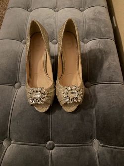Glitter Heels with Crystal Brooch