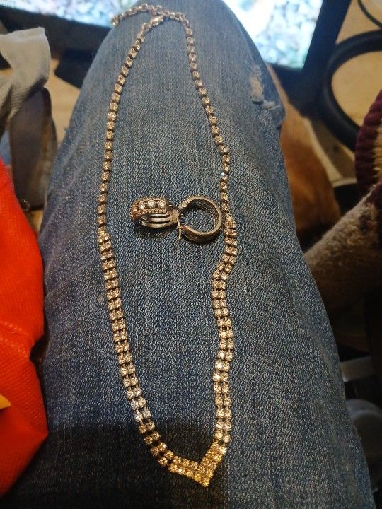 925 SILVER NECKLACE AND EAR RINGS $175