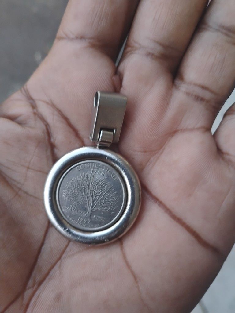 1999 CT CUT COIN CHARTER OAK NECKLACE/ KEYCHAIN