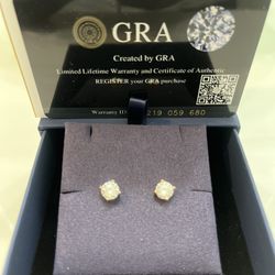 Rose Gold 2CT Round-Cut GRA Moissanite solitaire earrings—pure fire, pure elegance.