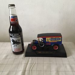 San Jose sharks Pepsi Longneck Bottle 93’-94’ greatest NHL history & 1920 White Van Pepsi-Cola