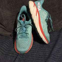 Hoka One One Clifton 8 Running Shoes Women's Eggshell Blue Athletic Sneakers