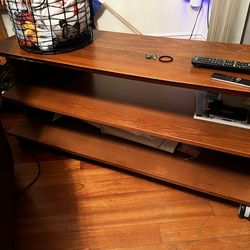 Brown Wood Coffee Table on Wheels