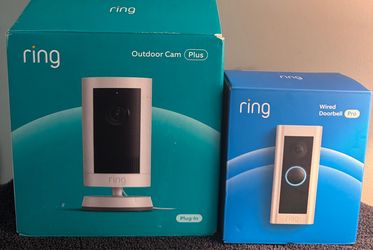 NEW Ring Security Camera Bundle – Never Installed – Ring Wired Doorbell Pro & Ring Outdoor Cam Plus
