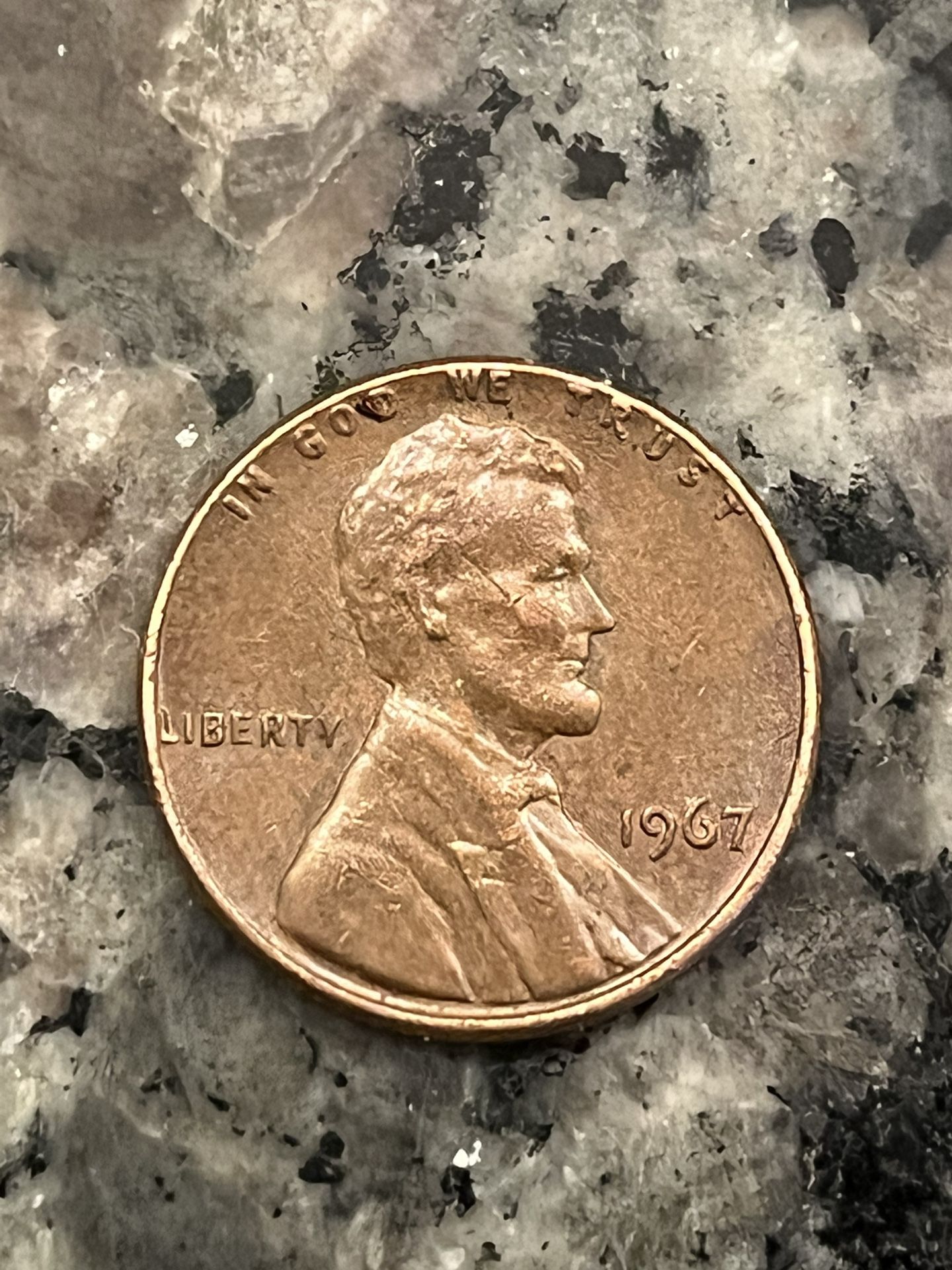 1967 Lincoln Error Penny With L In Liberty And In God We Trust On Edge Of