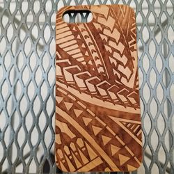 Samoan Art design laser engraved wood case for iPhone and Samsung Galaxy