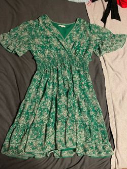 Max studio women’s dress size L large green floral