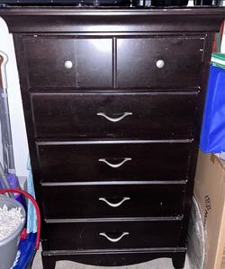 Dark Brown Wood Chest of Drawers
